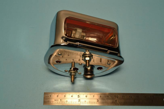 Rear lamp Lucas D shaped ST51 replica - split lens - chrome body
