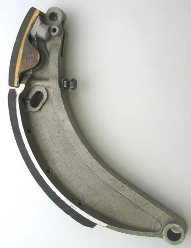 Front brake shoe assembly, late 20/25 and 25/30 relined; exchange only.